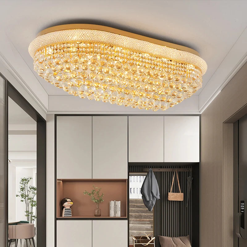 Luxury Oval Crystal Ceiling Lamp – Elegant Shoe-Shape Design for Dining &amp; Living Rooms
