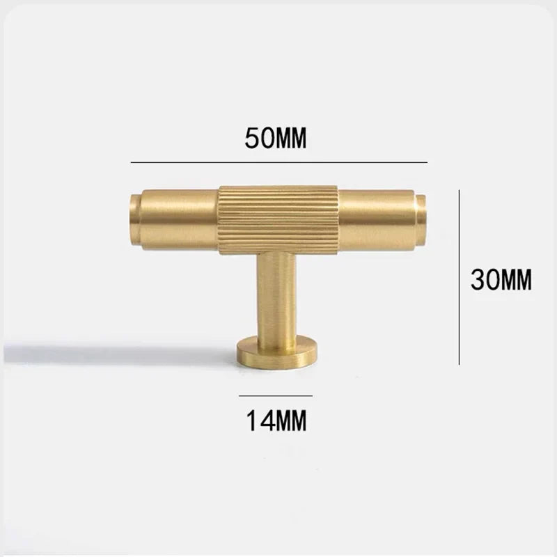 Brass Cabinet Knobs &amp; Knurled T-Bar Handles – Modern Furniture Hardware