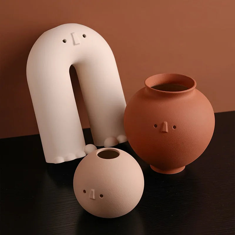 Wabi Sabi Style Ceramic Vase for Desktop Flower Arrangement
