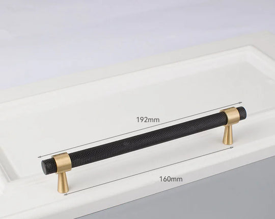 Solid Brass Knurled Cabinet Handles – Gold and Black Pulls and Knobs for Furniture