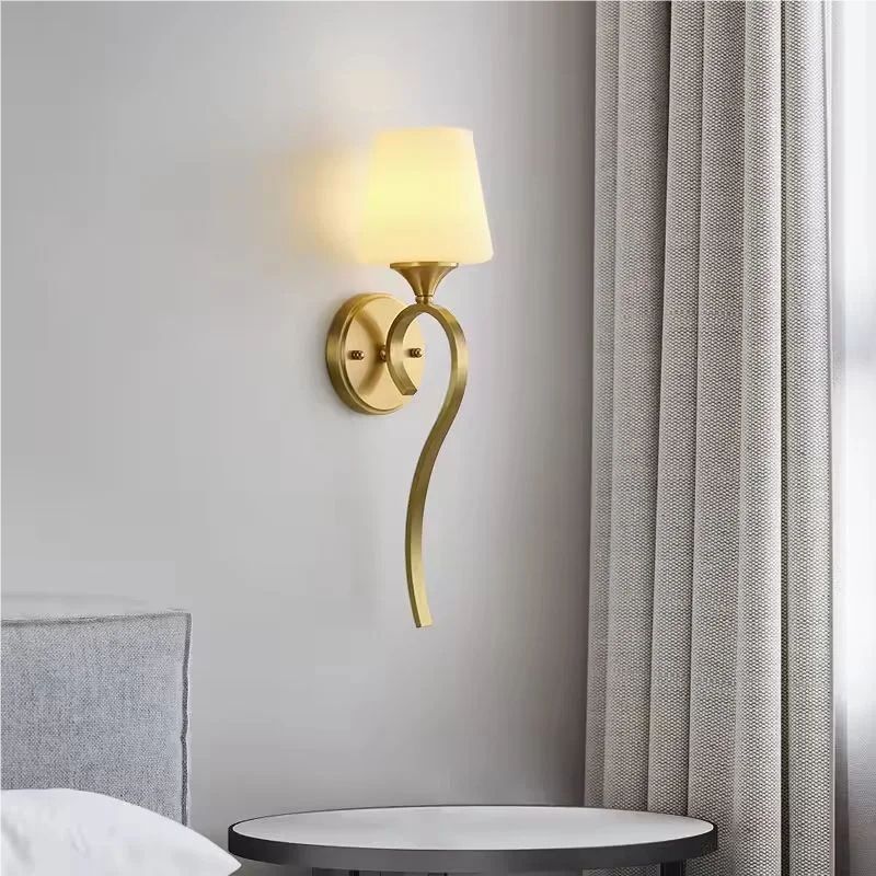 French Style Brass Wall Lamp with LED Mirror Accent