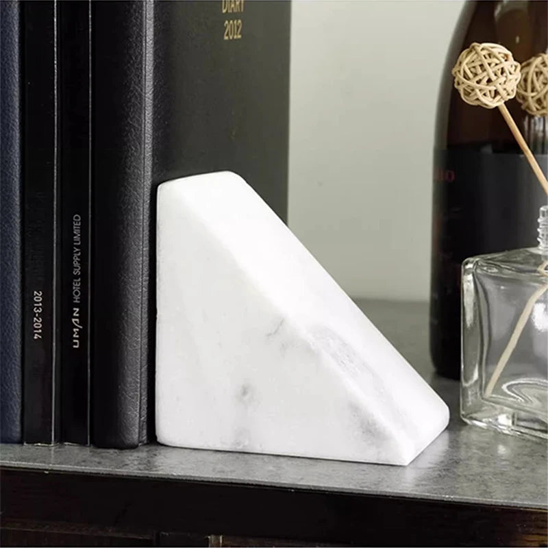 Natural White Marble Decorative Bookend for Shelf and Desk