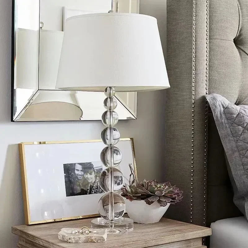Creative Fabric Table Lamp with Crystal Glass Ball for Living Room &amp; Bedroom