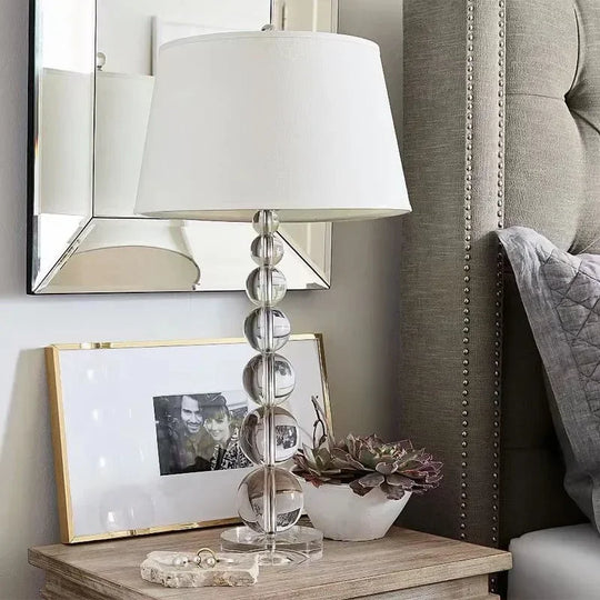 Creative Fabric Table Lamp with Crystal Glass Ball for Living Room &amp; Bedroom
