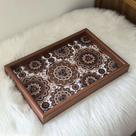 Wooden Decorative Storage Tray for Living Room and Desktop Use