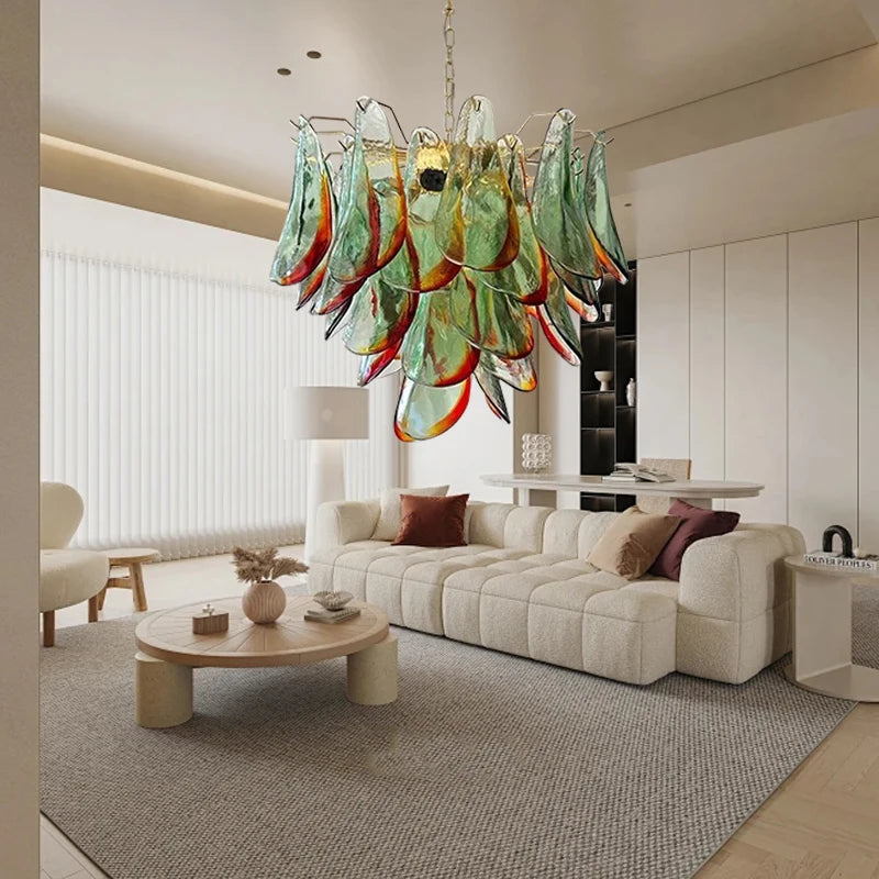 Nordic Green Glass Chandelier Vintage Ceiling Light for Living Room