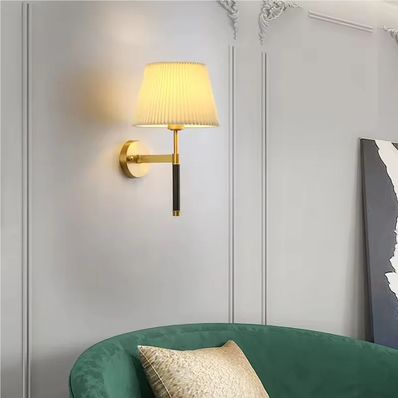 French Style Brass Wall Lamp with LED Mirror Accent
