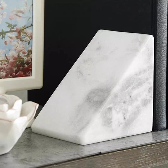 Natural White Marble Decorative Bookend for Shelf and Desk