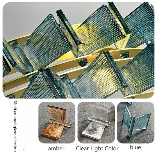 Simple Amber &amp; Blue Glass Wall Lamp – High-End Decorative Bedside Light