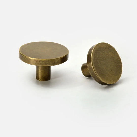 Antique Brass Round Cabinet Knobs – Vintage Drawer &amp; Cupboard Pulls
