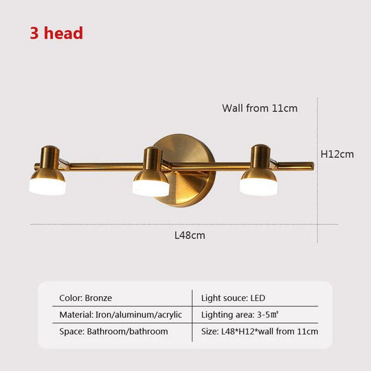 Modern LED Wall Light Multi-Head Mirror Lamp for Bathroom &amp; Bedroom