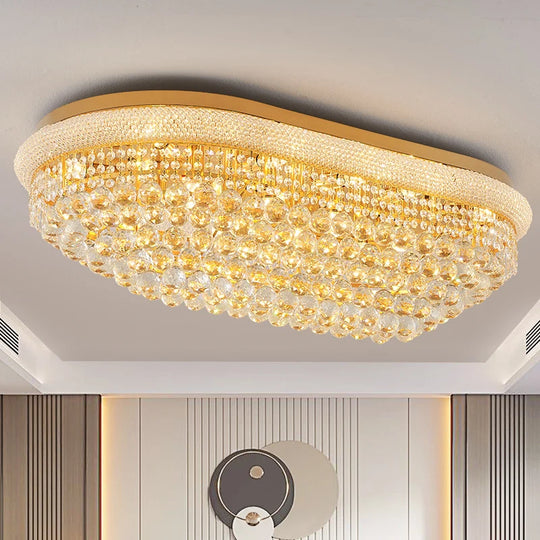 Luxury Oval Crystal Ceiling Lamp – Elegant Shoe-Shape Design for Dining &amp; Living Rooms