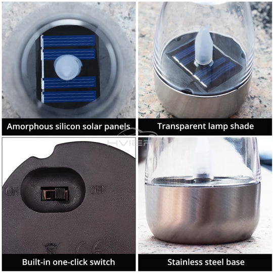 Solar LED Candle Light Stainless Steel Outdoor Garden Decoration