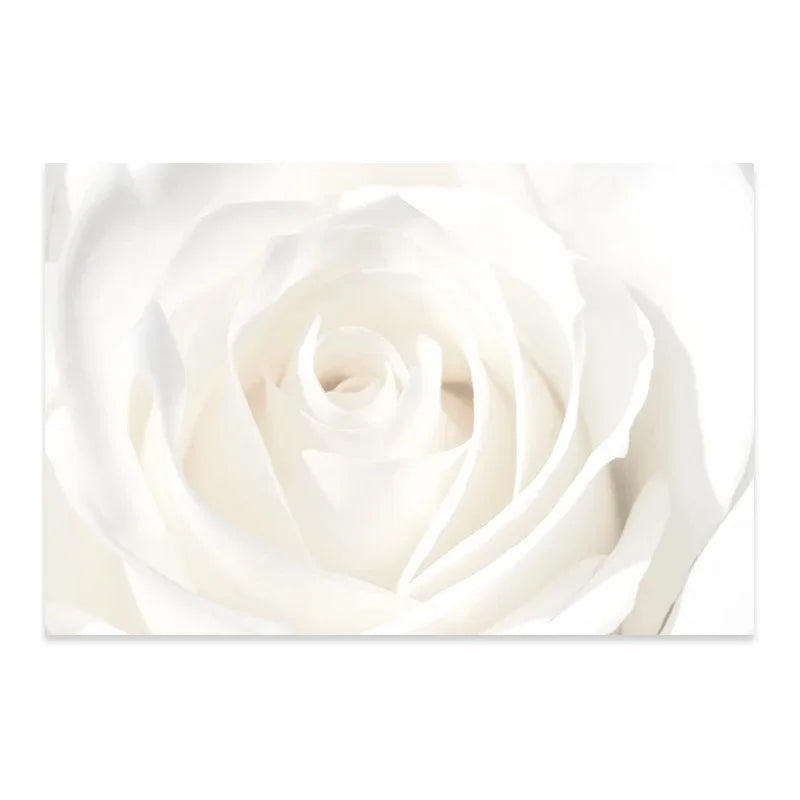 Minimalist White Floral Dahlia Rose Canvas Wall Art