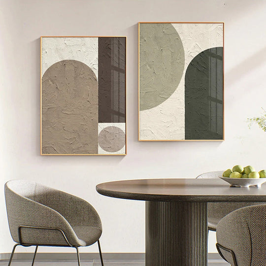 Geometric Abstract Neutral Tone Canvas Wall Art Unframed