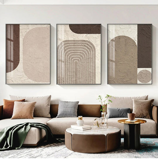 Geometric Abstract Neutral Tone Canvas Wall Art Unframed