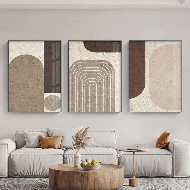Geometric Abstract Neutral Tone Canvas Wall Art Unframed
