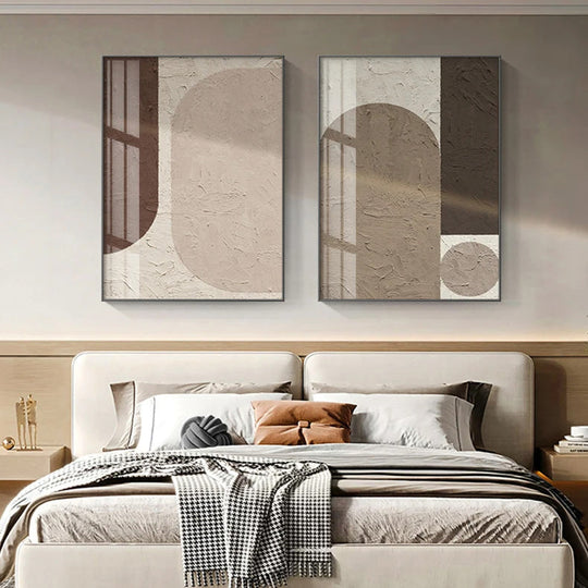 Geometric Abstract Neutral Tone Canvas Wall Art Unframed