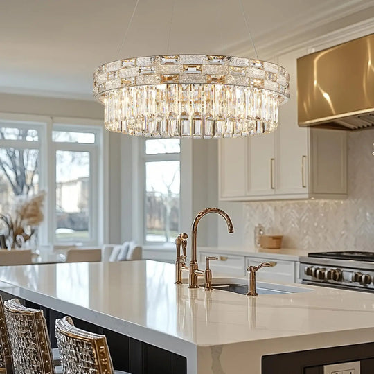 Modern Gold Crystal Chandelier for Dining &amp; Living Spaces