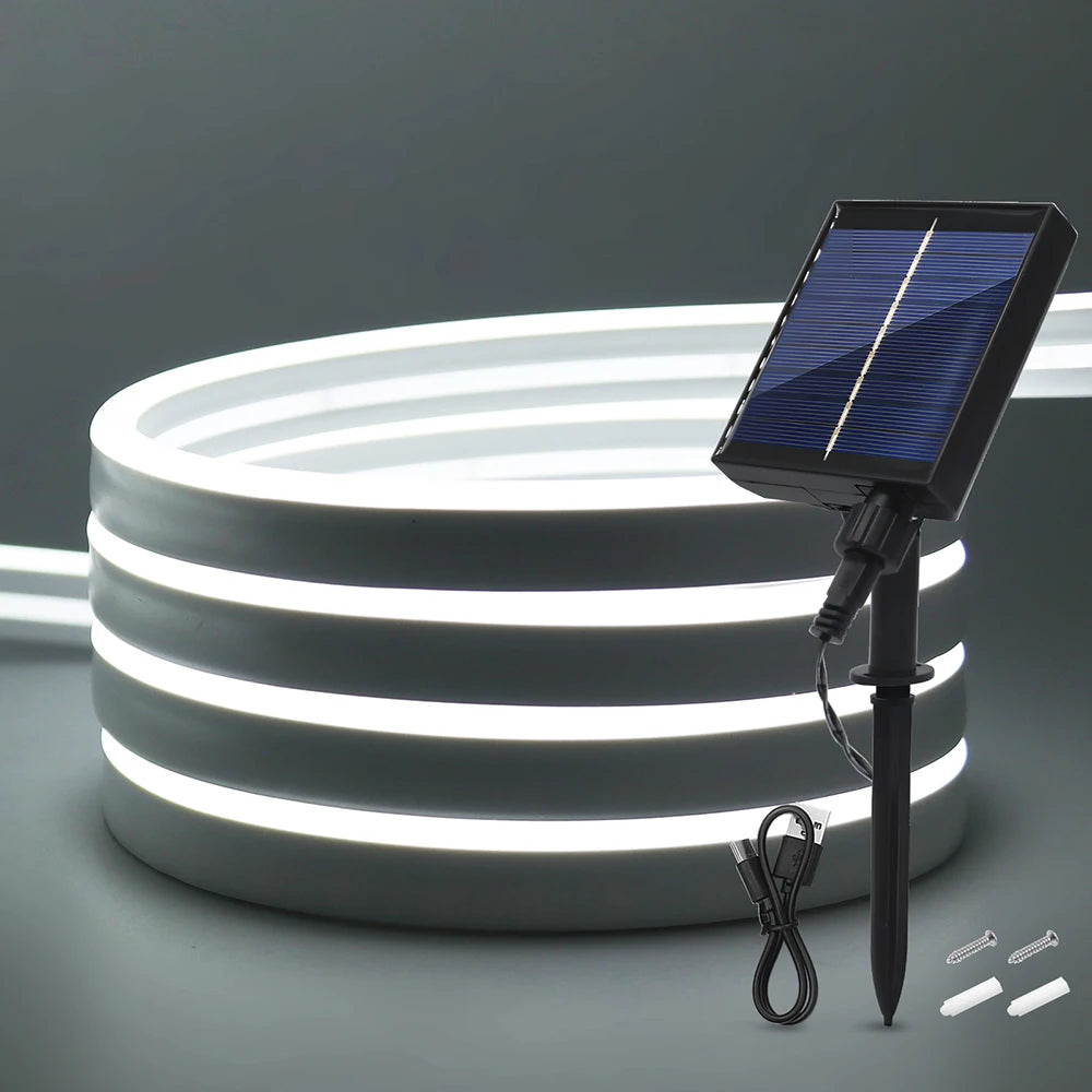 Solar Neon LED Strip Lights Waterproof Flexible Outdoor Decoration