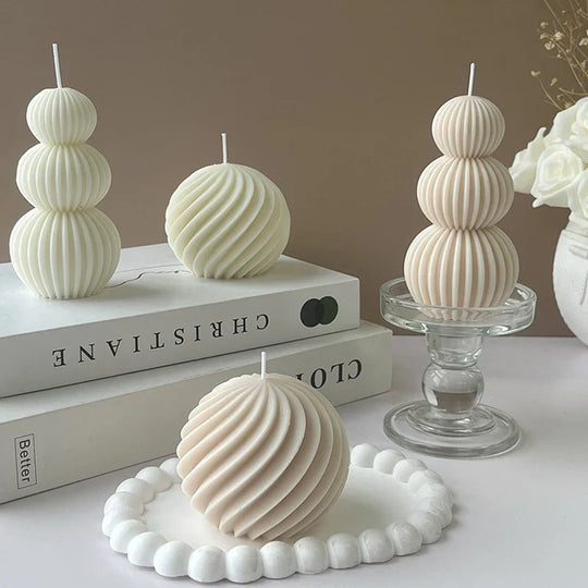 Abstract Spiral Sphere Sculptured Decorative Candle