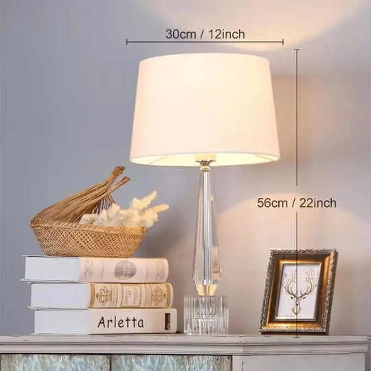 Creative Fabric Table Lamp with Crystal Glass Ball for Living Room &amp; Bedroom