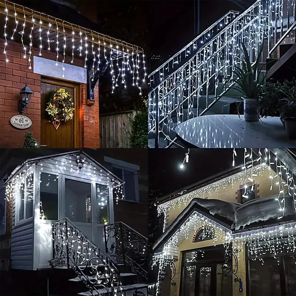 Solar Icicle Lights Outdoor Wedding Christmas Garden Decoration