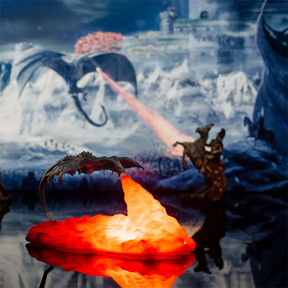 3D Fire Dragon LED Desktop Night Light USB Rechargeable