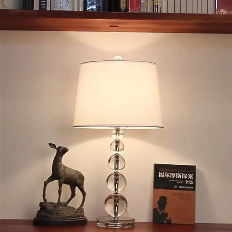 Creative Fabric Table Lamp with Crystal Glass Ball for Living Room &amp; Bedroom