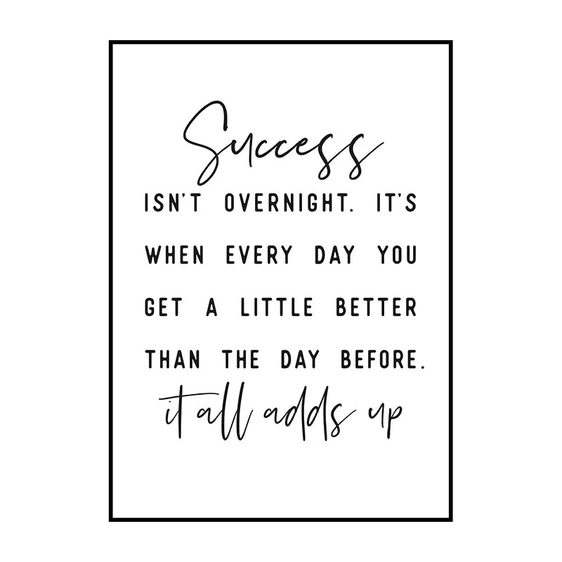 Black And White Motivational Quotes Canvas Wall Art