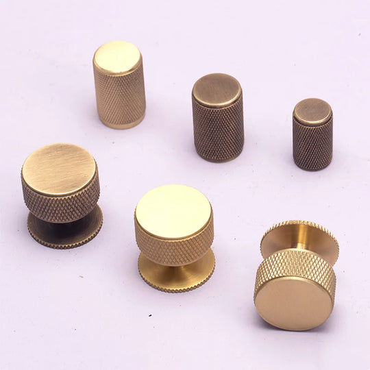 Knurled Brass Knobs – Gold &amp; Bronze Modern Cabinet Pulls