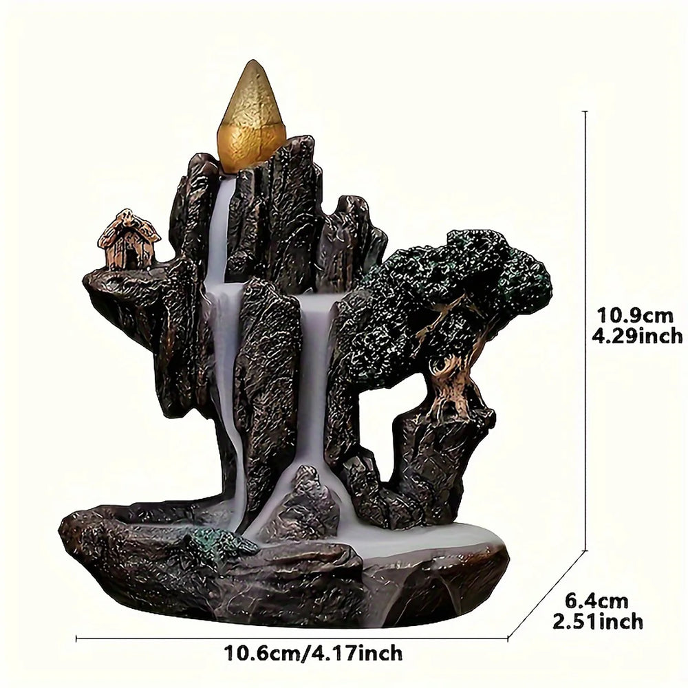 Mountains River Waterfall Backflow Incense Burner With Cones