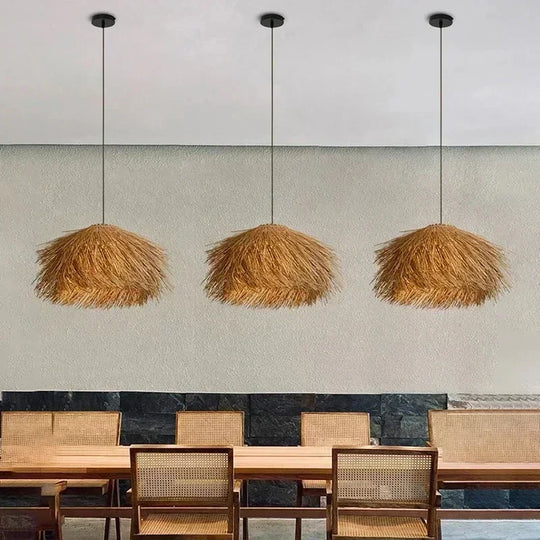 Handwoven Rattan Pendant Light Wicker Ceiling Lamp for Living Room