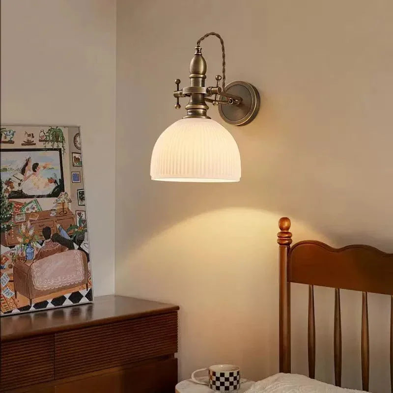 American Vintage Wall Lamp with Old Copper Finish and Clear Glass Shade