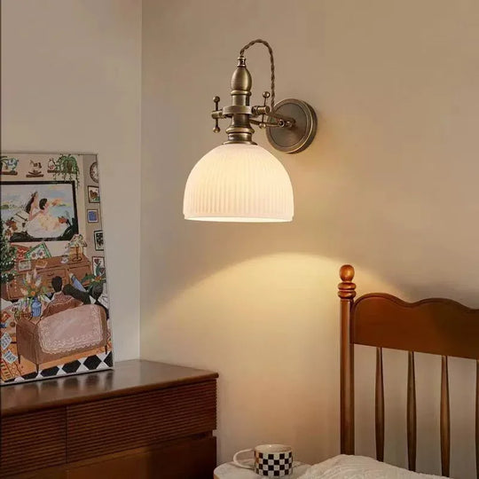 American Vintage Wall Lamp with Old Copper Finish and Clear Glass Shade