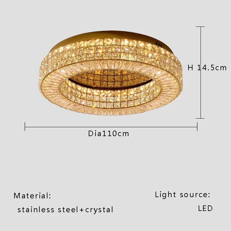 Modern Two-Tier Crystal Ceiling Light for Bedroom &amp; Living Room