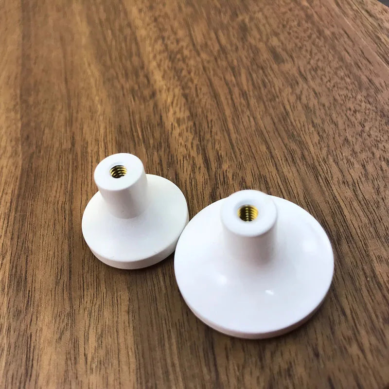 White Brass Cabinet Knobs – Modern Round Drawer &amp; Door Pulls