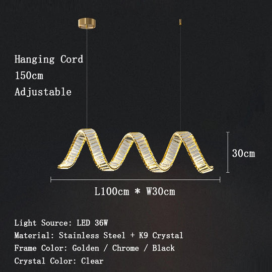 Victoria Spiral Crystal Chandelier – Golden Luxury Dining Lamp