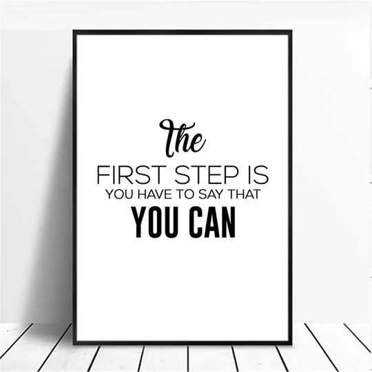 Positive Energy Black White Quote Canvas Wall Art