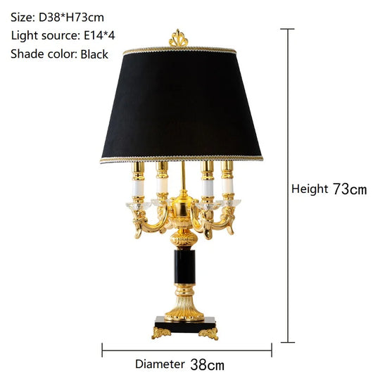 Luxury Black Crystal Table Lamp for Bedroom &amp; Living Room