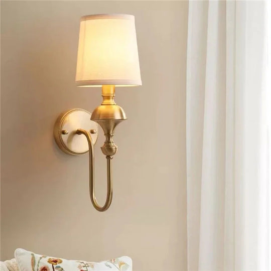 French Style Brass Wall Lamp with LED Mirror Accent