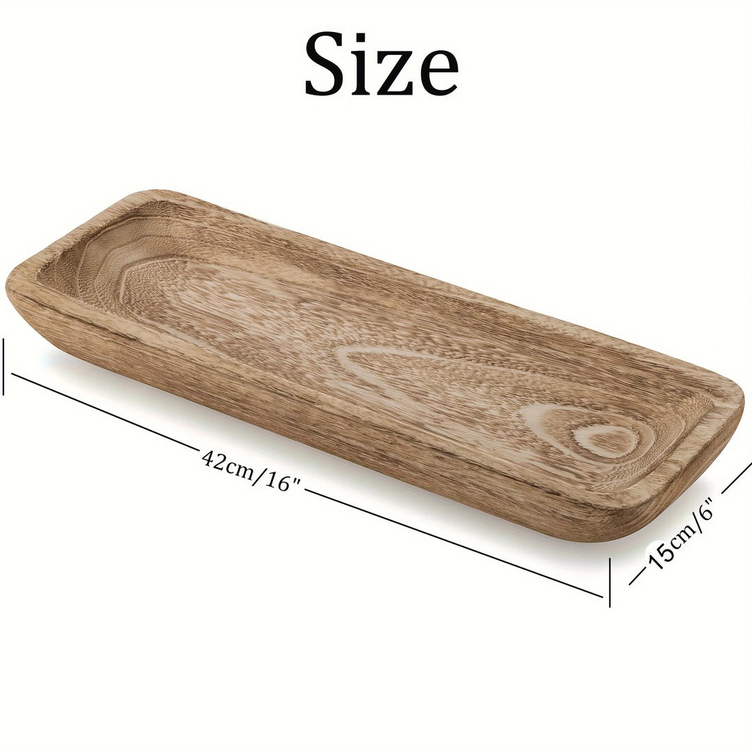 16 Inch Decorative Wooden Bowl Tray for Tabletop Decor