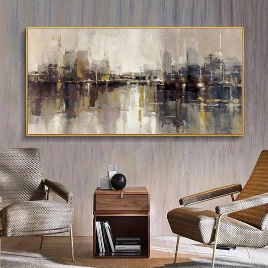 Urban Abstract Landscape Canvas Wall Art – Neutral Modern Print (Unframed)