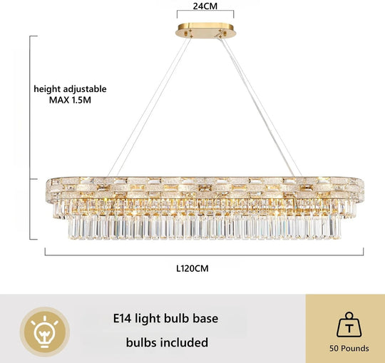 Modern Gold Crystal Chandelier for Dining &amp; Living Spaces