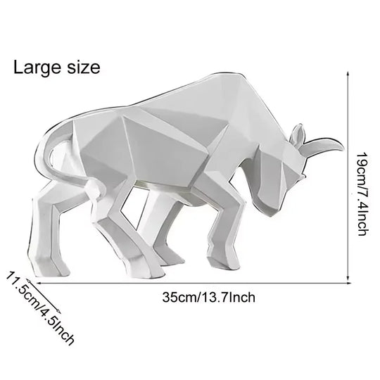 Abstract Geometric Bull Statue Resin Decorative Sculpture