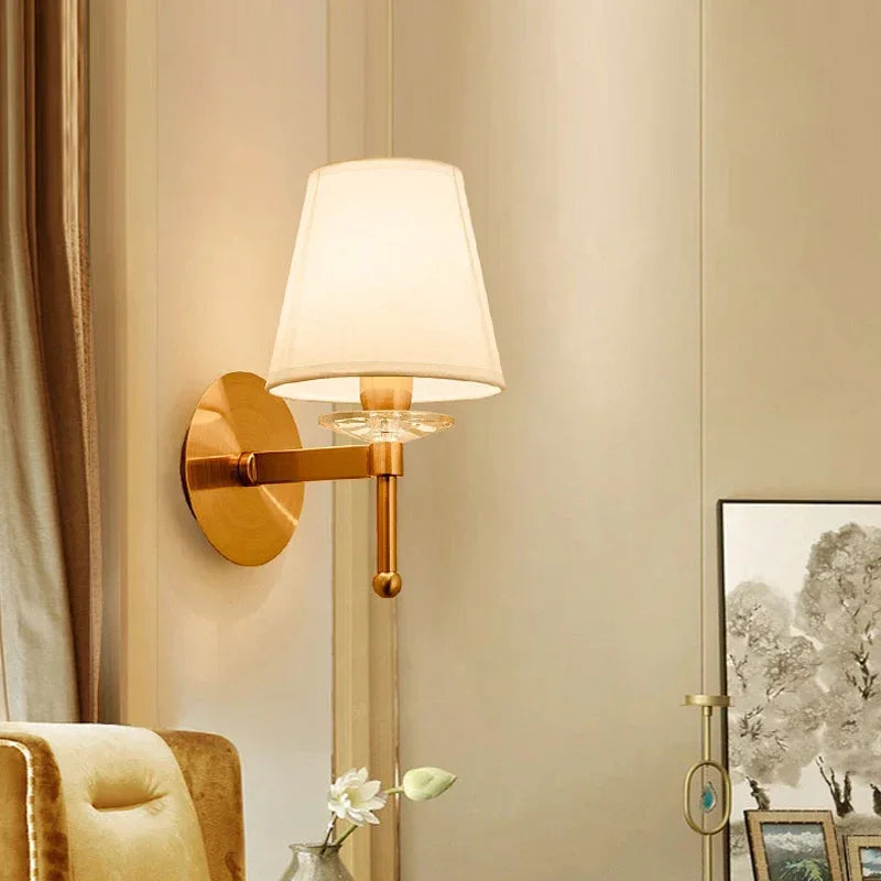 European Style Copper LED Wall Lamp for Bedroom &amp; Living Room