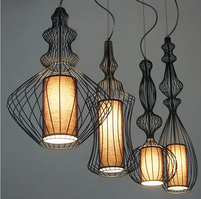 Retro Industrial Birdcage Chandelier – Rustic Farmhouse Hanging Lamp