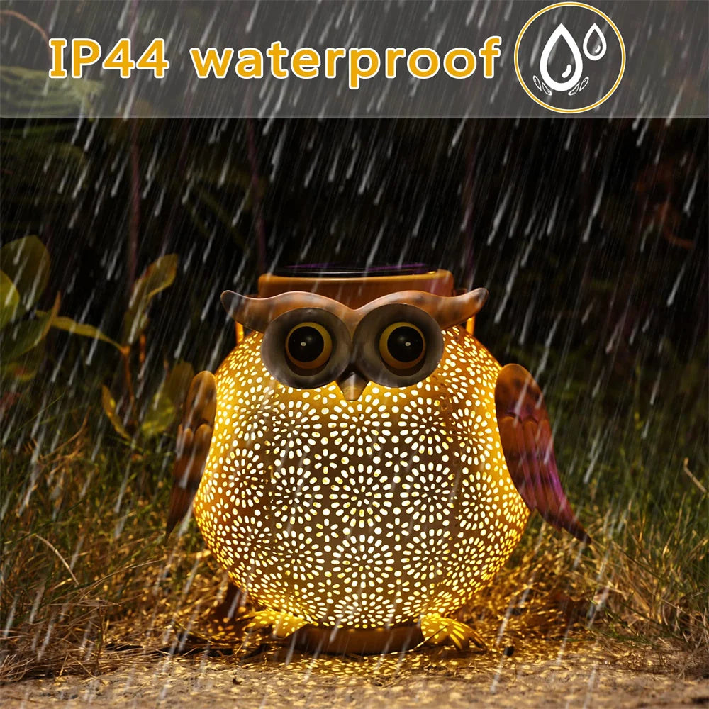 Owl Hanging Solar Lantern – Waterproof Metal Garden Light