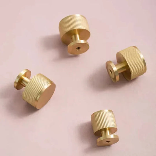 Brass Cabinet Knobs &amp; Knurled T-Bar Handles – Modern Furniture Hardware