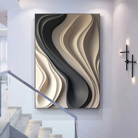 Abstract Flowing Wavy Design Canvas Wall Art